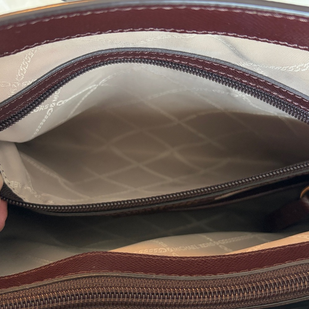 Michael Kors Jet Set Travel Burgundy/Oxblood Leather Tote Bag - Picture 12 of 16